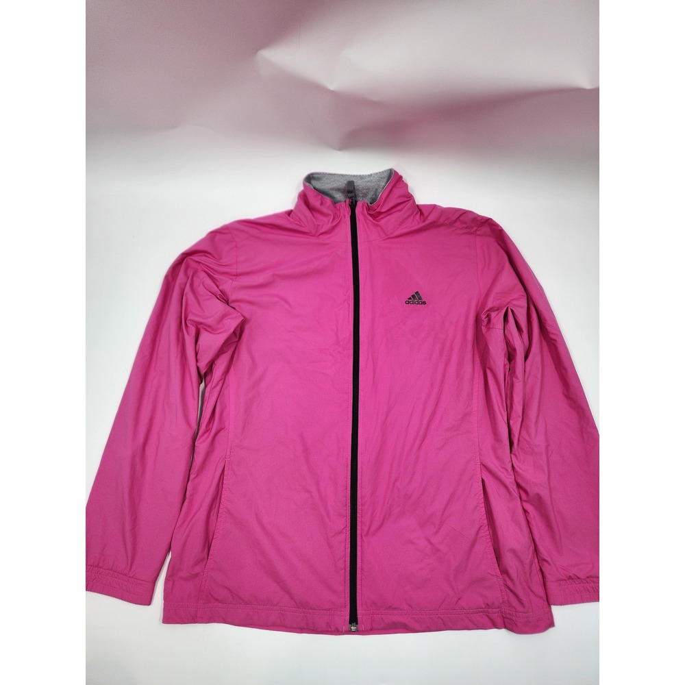 Adidas Womens Pink Full Zip Windbreaker Jacket Mesh Lined Lightweight Large - Picture 6 of 13
